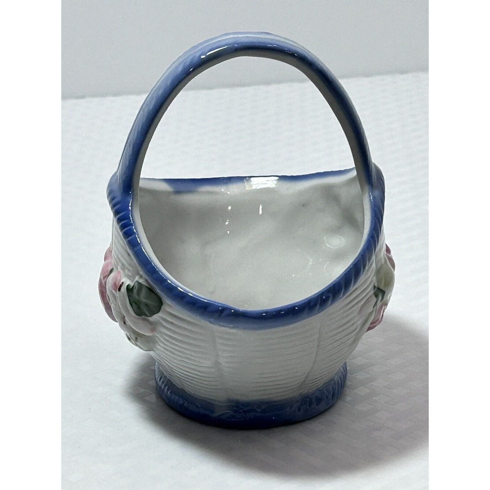 Vintage Small Blue & White Multicolor Fruit Ceramic Basket‎ Candy Dish - Picture 3 of 12